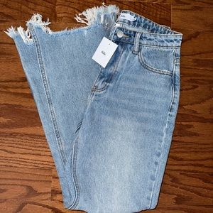 Light wash denim flair jeans